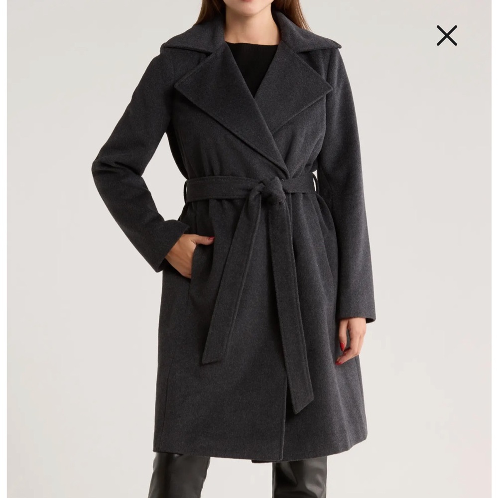 MICHAEL Michael Kors Dark Gray Belted Coat